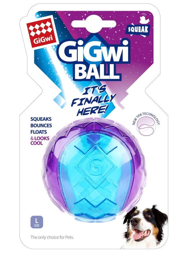 جيجوي كرة جيجوي الصريرية للكلاب، مثالية للعب والجلب، ارتداد عالٍ، تطفو على الماء، كرات مطاطية متينة وغير سامة للكلاب، لطيفة على الأسنان واللثة، لعبة مناسبة للكلاب متوسطة وكبيرة الحجم، لون أزرق، حجم كبير - Image 1